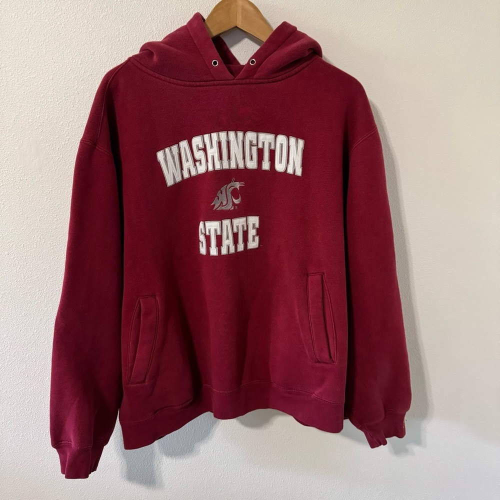 Vintage Washington State University Champs Red Hoodie Embroidered Patch-XL